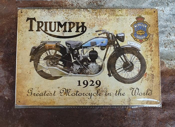 1929 Triumph Motorcycle Tin Sign