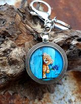 Blue Teddy Keyring