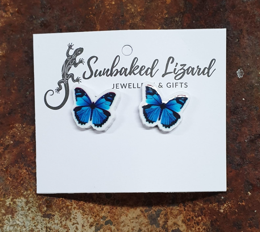 Blue Butterfly Studs