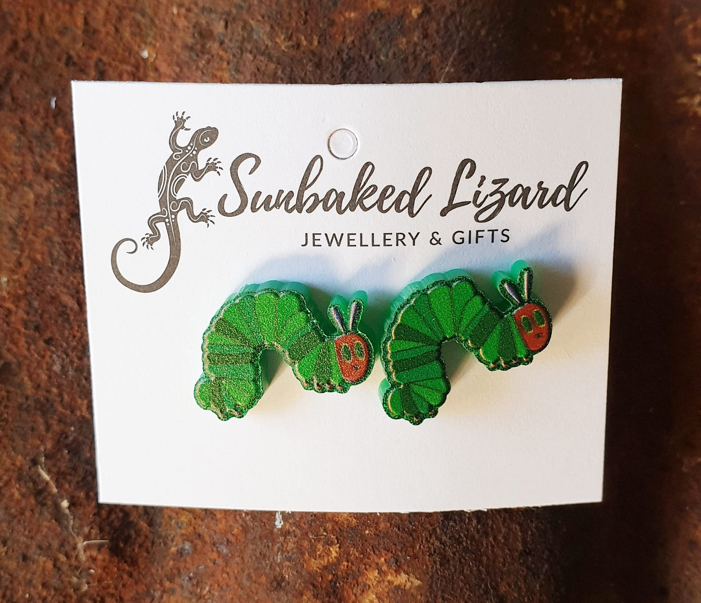 Small Very Hungry Caterpillar Stud Earrings