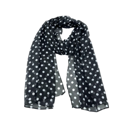 Black Polkadots Hat Scarf