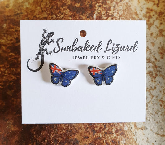 Aussie Flag Butterfly Studs