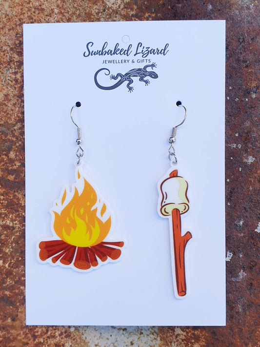 Marshmallow by the Bonfire Drop earrings