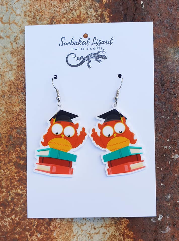 Book Loving Owl Drop Earrings