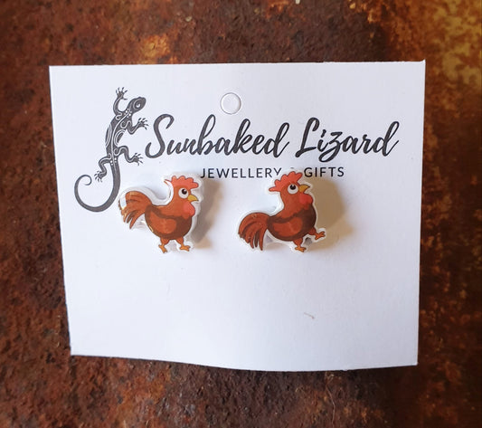 Penny the Chicken Stud Earrings