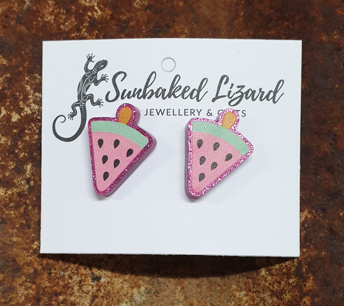 Pink Watermelon Stud Earrings