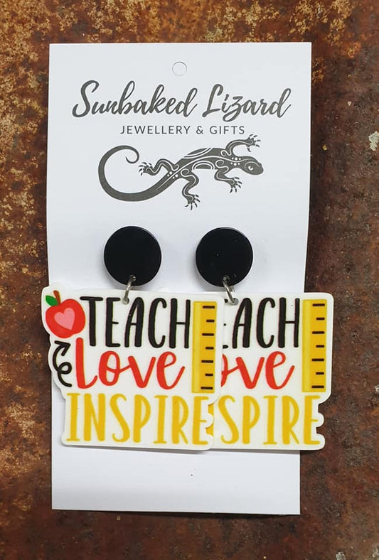 Teach Love and Inspire Stud Drop Earrings